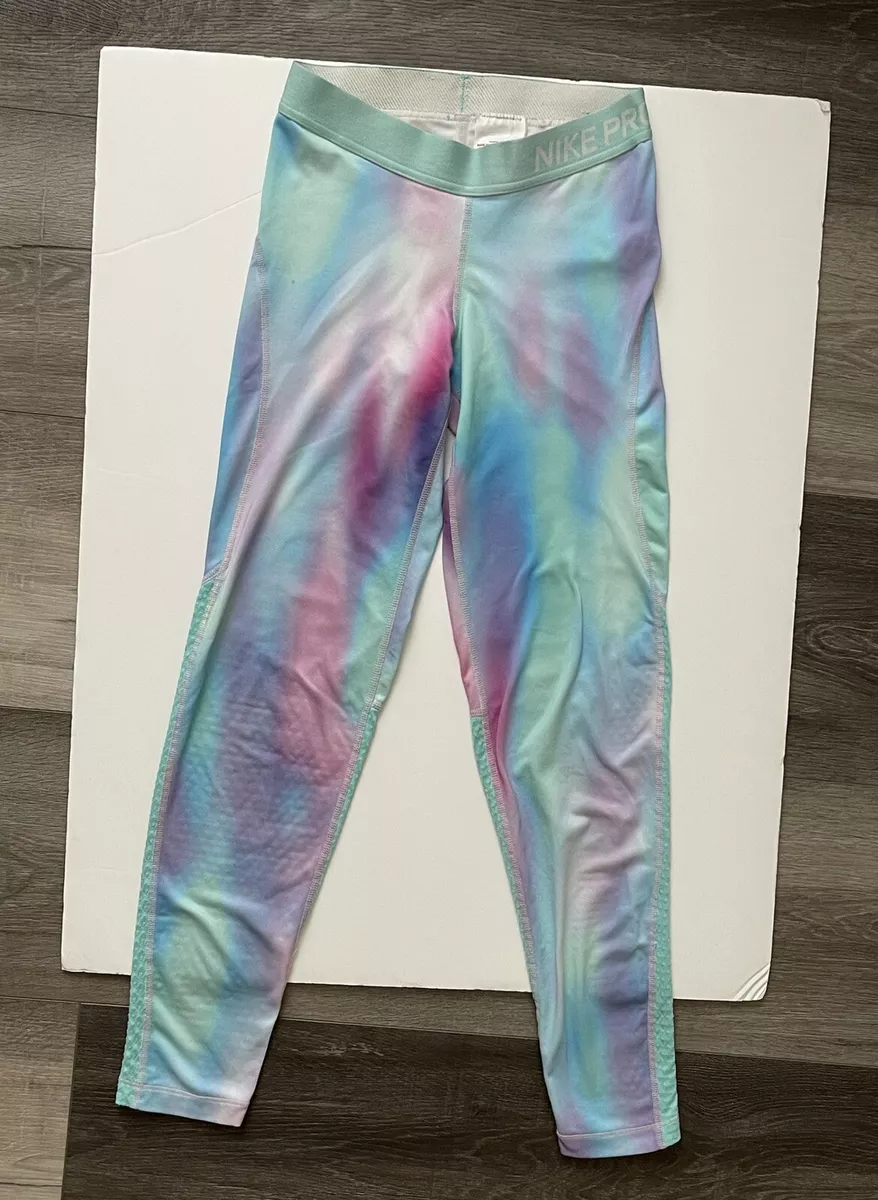 Nike Pro Tight Fit Athletic Leggings Girls Large Pink & Teal Mermaid Colors