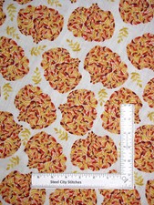 Autumn Fall Pumpkin Leaf Leaves Fabric By the Yard Cotton Thanksgiving