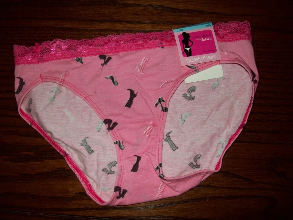 NWT BARELY THERE COTTON BIKINI PANTIES SHOE SALE 21B2 PINK S / 5