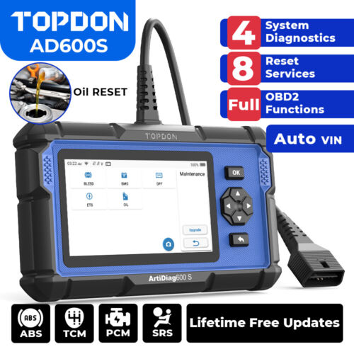 TOPDON AD600S OBD2 Scanner Car Diagnostic Tool ABS SRS EPB SAS Scan TPMS Reset - Picture 1 of 11