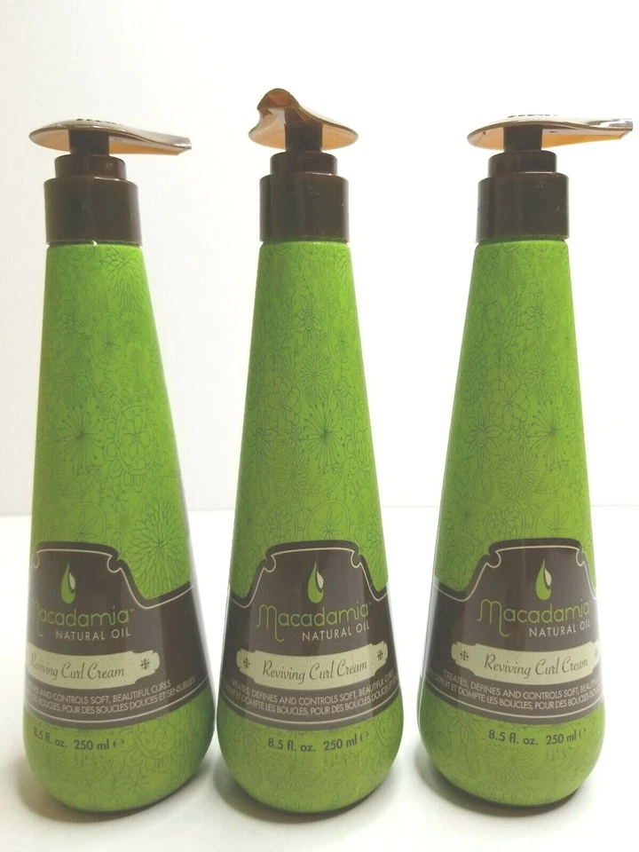 Crema rizada reviviente de aceite natural de macadamia 3 8,5 OZ retención diaria cabello ondulado rizado Foto 3 de 4