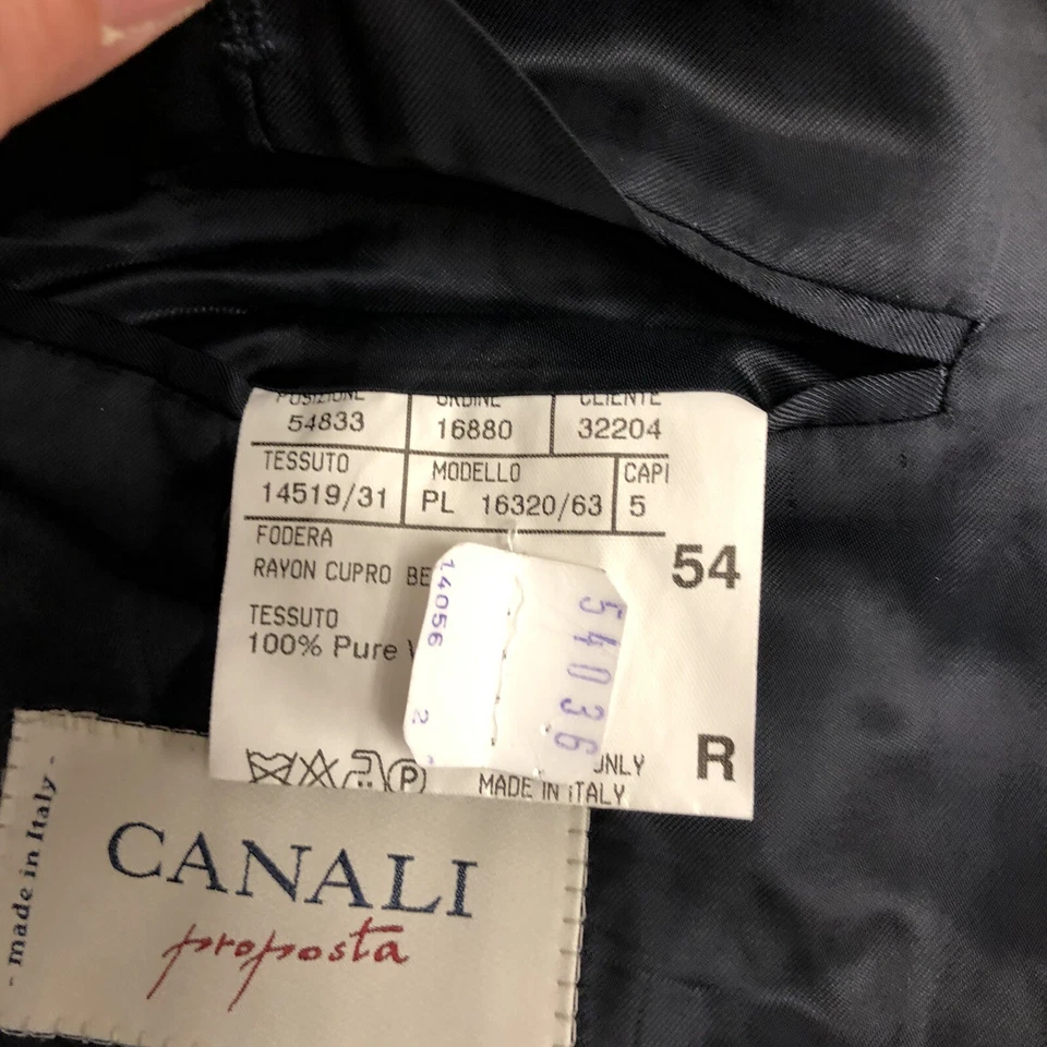 Canali Proposta Dark Navy BLUE Sport Coat GRID Check Jacket Wool Blazer 44 R - Image 3 of 4