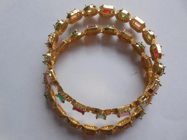 Brazalete Hydro Multi Cuarzo Piedra Chapado en Oro Churi Indio Par Joyería a Mano Brazalete Foto 3 de 4