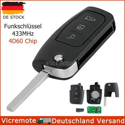 433Mhz Auto Funk Schlüssel Für Ford Focus S-Max C-Max Mondeo Fiesta Galaxy 4D60