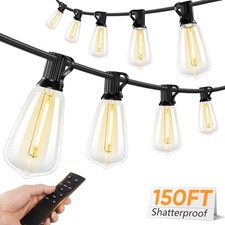 BLACK - BRIGHTEVER LED OUTDOOR STRING LIGHTS, 150FT DIMMABLE PATIO LIGHTS