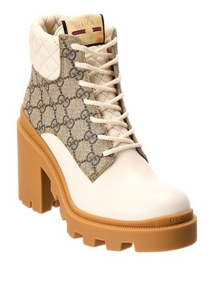 Gucci GG Supreme Canvas Ankle Boots – Block Heel Logo Boot (Unisex) Gucci-GG-Supreme-Ankle-Boots-  main image 3