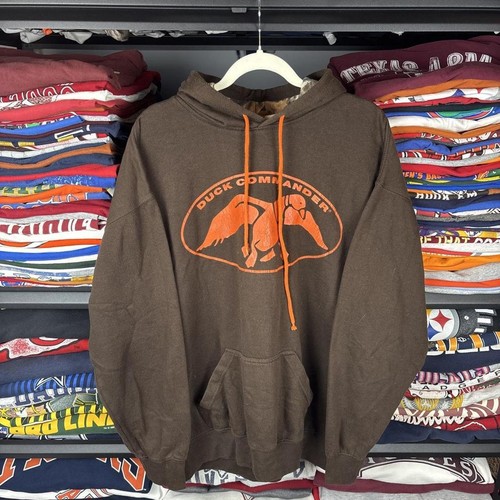 Duck Commander Pullover Hoodie Brown Orange Logo Duck Dynasty XL
