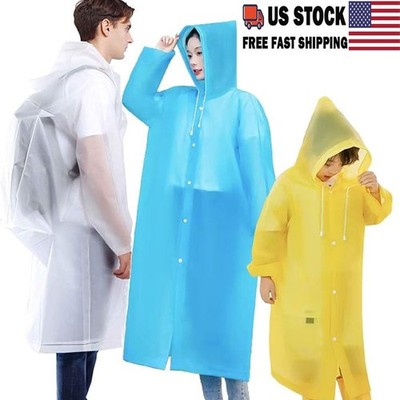 Waterproof Unisex Adult Raincoat Rainwear Hooded Jacket Rain Coat Poncho Camping