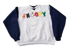Vtg 80s Snoopy Wodstock Peanuts Shultz Color Block Sweatshirt