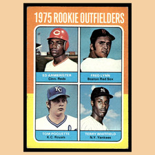 Ed Armbrister Fred Lynn Tom Poquette Terry Whitfield Rookie #622 1975 Topps Card. rookie card picture