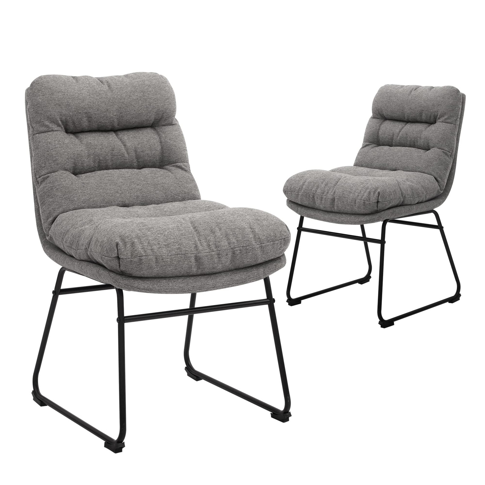 Современные акцентные кухонные стулья CangLong с мягкой тканевой обивкой на спинке, комплект из 2 серых стульев