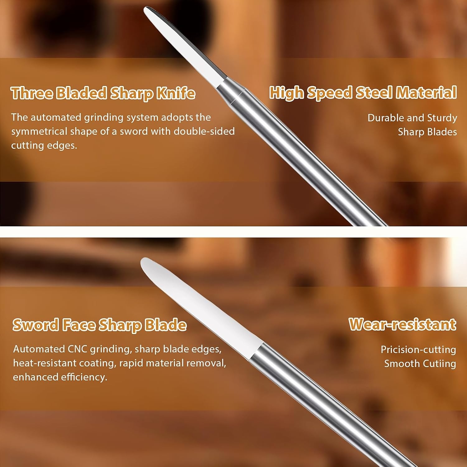 Wood Carving Drill Bits Set for Dremel Rotary Tool, 6Pcs Engraving Drill Accesso