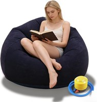 Aufblasbarer Sitzsack Stuhl-Sofa Gaming-Liege Lounge-Sessel Blau Tragbar