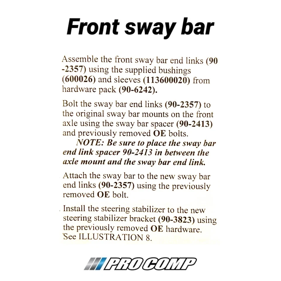 "Eslabones y espaciadores de barra estabilizadora extendida Pro Comp para F250 F350 2007-2010 4x4 6"" elevación" Foto 3 de 4