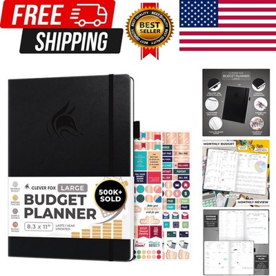 Budget Planner, Monthly Bill Tracker Book 8.3''x11'' Black | Monthly budget pla...