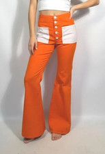 Vintage 70s Bright Orange Cotton Bell Bottoms Size 32 x 32