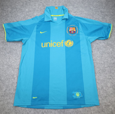 Vintage Barcelona Shirt Large Blue Away Kit 2007 2008 Nike Soccer Jersey