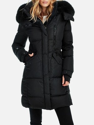 Sam Women's Black Highway Faux Fur-Trimmed Down Jacket Size Large