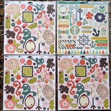 Scrapbooking 12 x 12 Chipboard Elements, lot of 4, Bo Bunny and My Minds Eye