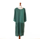Ladies GUDRUN SJODEN Dress Green Cotton & Modal Size L 13396