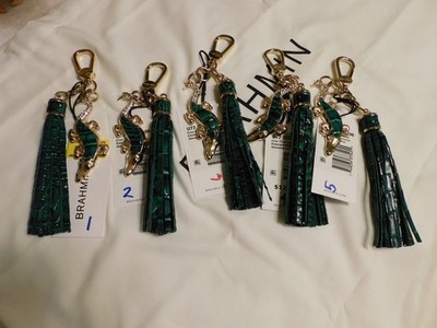 NWT BRAHMIN CROCODILE  CHARM TASSEL IN EMERALD U77 151 00296 *FREE SHIPPING*