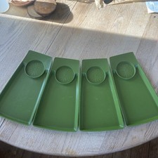 Vintage David Douglas Co. Inc. ROMA WARE Green Accalac Tray Set of 4