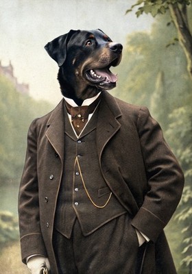 Victorian Aristodog - Elegant Steampunk Rottweiler Art Poste A1-A4 Poster Art Pa