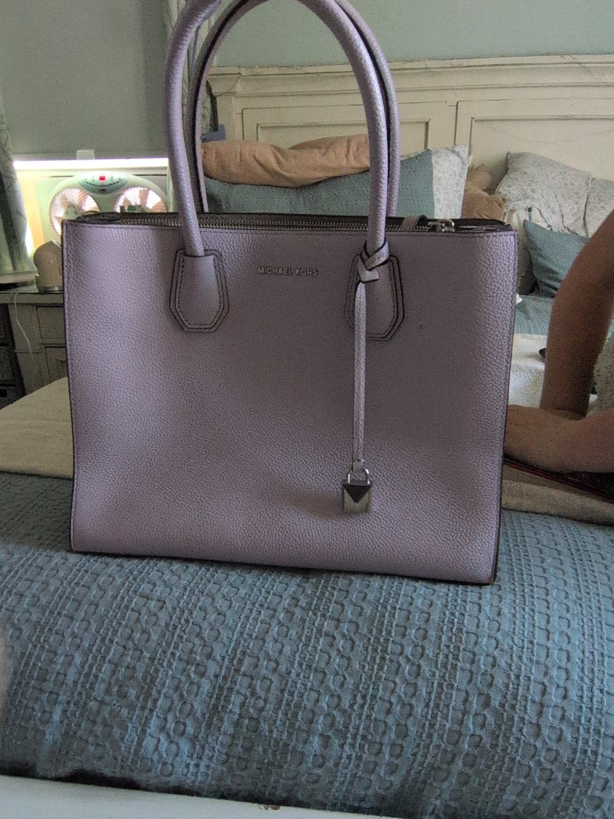 Michael Kors  Mercer Pebbled Leather Tote Purse  Lilac Lavender Handbag