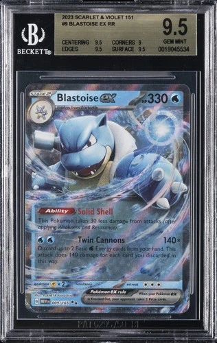 2023 POKEMON SCARLET & VIOLET 151 RR #9 BLASTOISE EX BGS 9.5