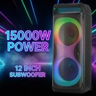 15000W Portable Bluetooth Speaker Dual Sub woofer Party Heavy Bass Sound System