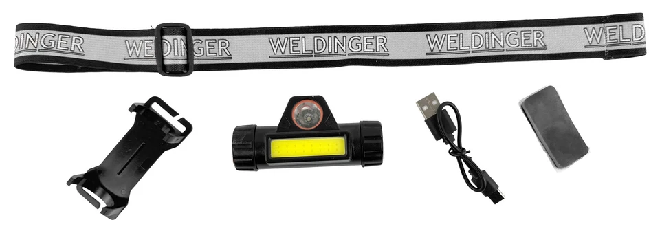 LED-Helmlampe wiederaufladbar 2 Leuchtmodi 800Lumen 1200 Ah USB-C IPX4 WELDINGER - Bild 2 von 4