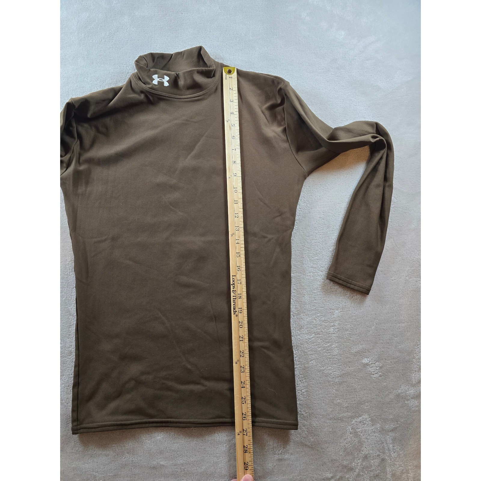 Under Armour Turtleneck Base Layer Shirt Mens L Fit M/S Brown Compression thumbnail 4