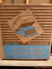 Vintage President Child’s Typewriter In Carrying Case In Original Box. Blue. thumbnail