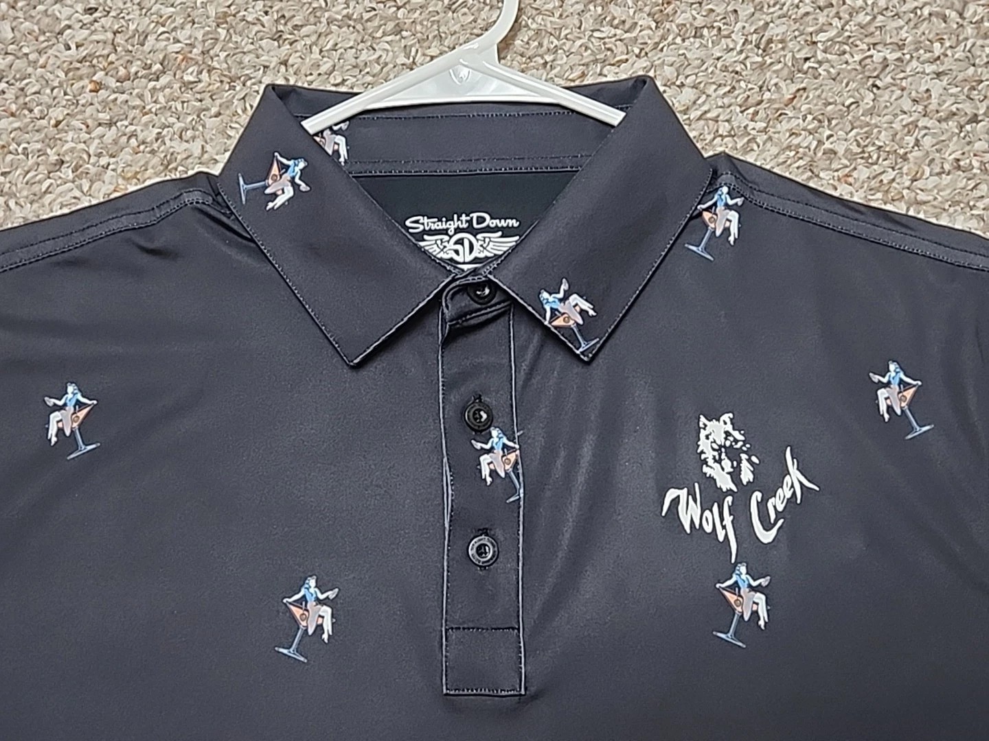 Straight Down Performance Black Polo Martini Drin… - image 1