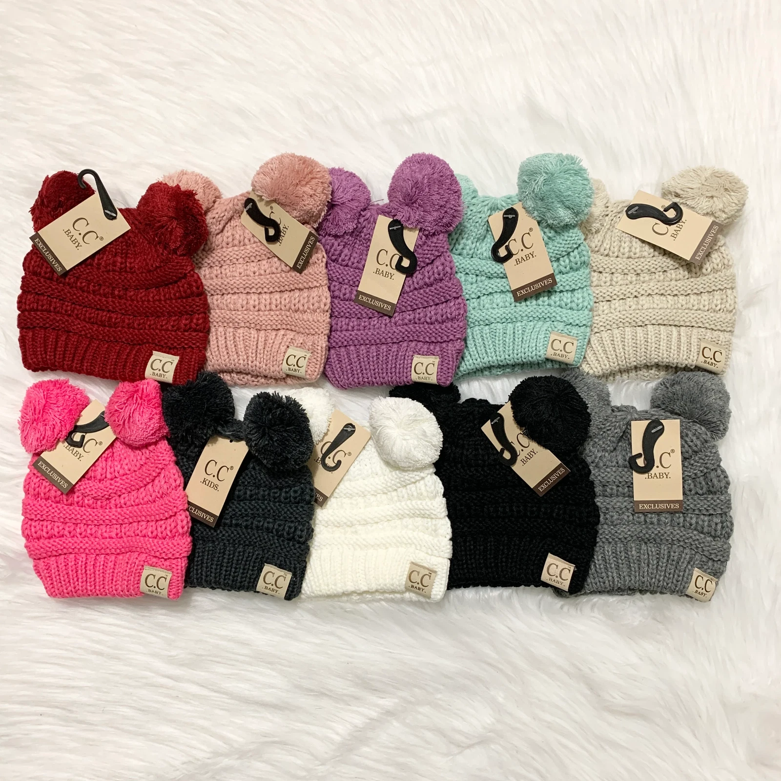 Baby C.C Double Pom Beanie, Winter Beanies, Premium Beanies, Winter Accessories