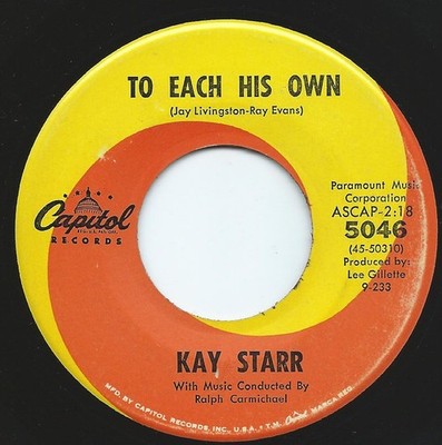 Kay Starr - To Each His Own / Make A Circle - Used Vinyl Record 7 - G8100z