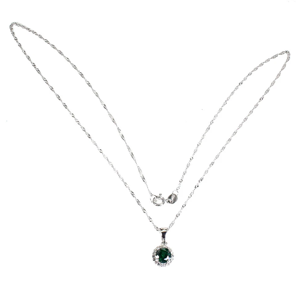 Collar De Plata Esterlina 925 Con Topacio Verde Redondo De 6mm Joya De Topacio - Imagen 3 de 4