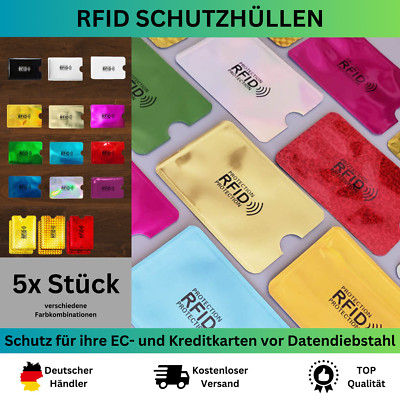 5x RFID Schutzhülle Blocker NFC Datenschutz EC Karte Kreditkarten Ausweis Hüllen