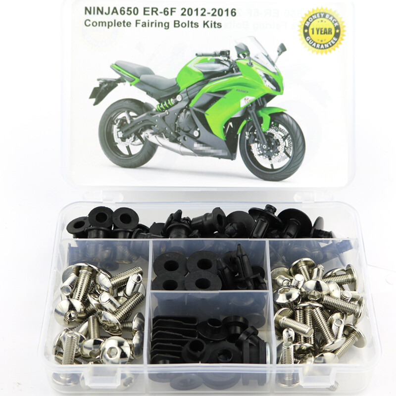 Fit For Kawasaki Ninja650 12-16 Complete Fairing Bolt Kit Bodywork Screws Silver