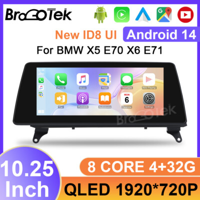 10.25'' IPS Car Stereo CarPlay Android 14 GPS Sat Nav DAB+ For BMW X5 E70 X6 E71 CCC