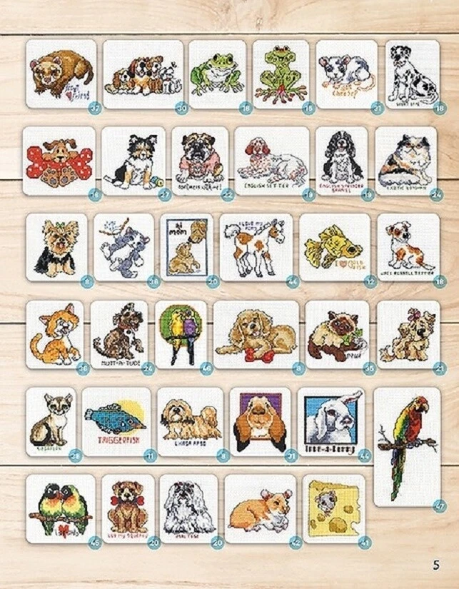 Cross Stitch Pattern Book 150 LUVABLE PETS Motifs ~ Dogs, Cats, Birds, Horse + - Image 3 of 4