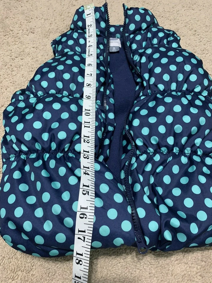 Girls Old Navy Vest Size Medium Blue Aqua Polka Dot Front Zipper Frost Free - Image 3 of 4