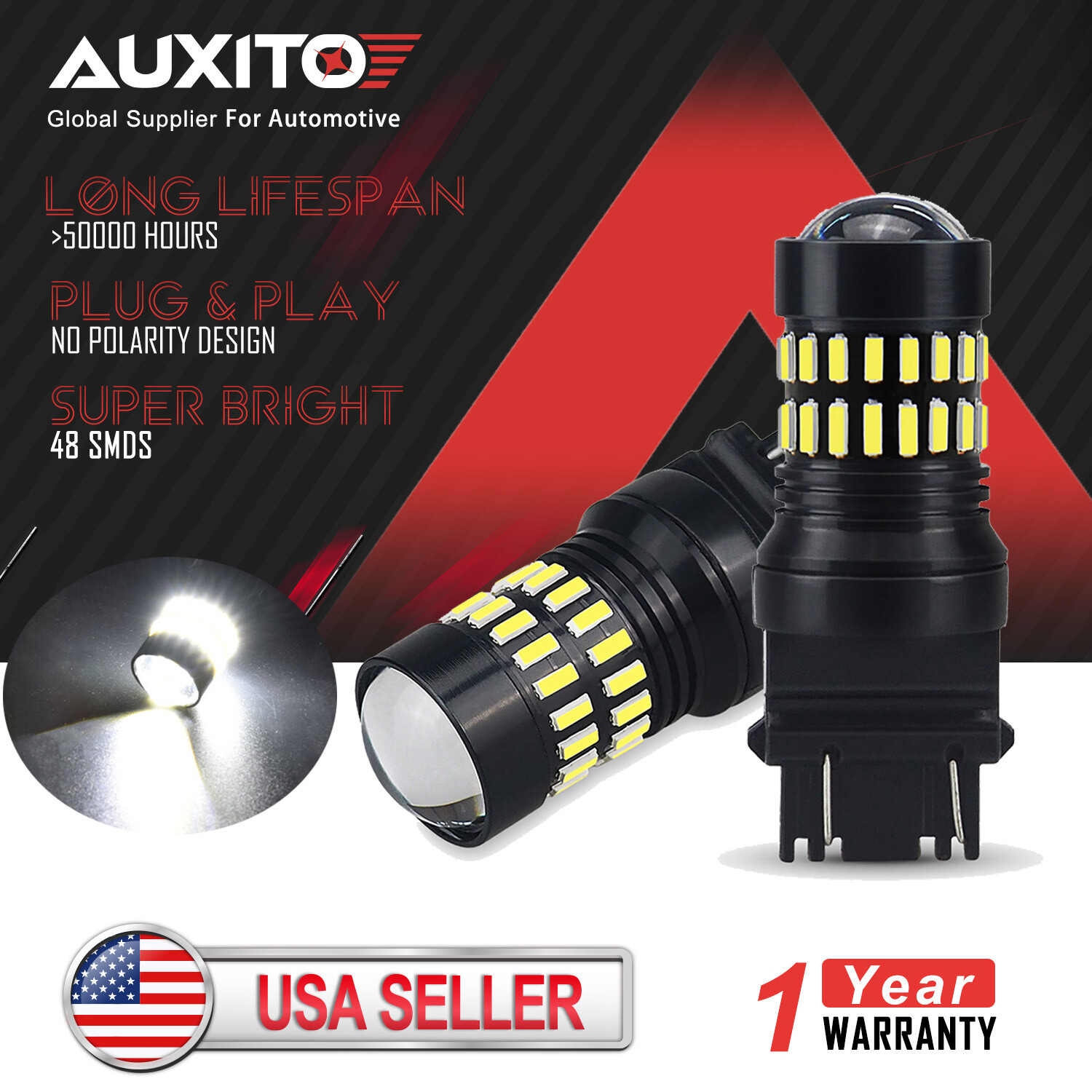 2X Auxito 3157 3156 4114 Turn Signal Blinker Corner Light Bulb for Ford
