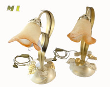 LAMPADA abat-jour DA TAVOLO mod ANASTASIA colore foglia oro VETRO IN AVORIO E14