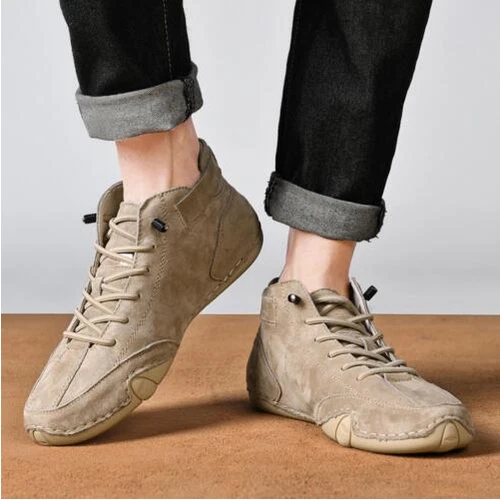 Stivali scamosciati alla moda chiusura alti uomo scarpe casual cotone taglia UK NUOVI - Foto 14 di 34