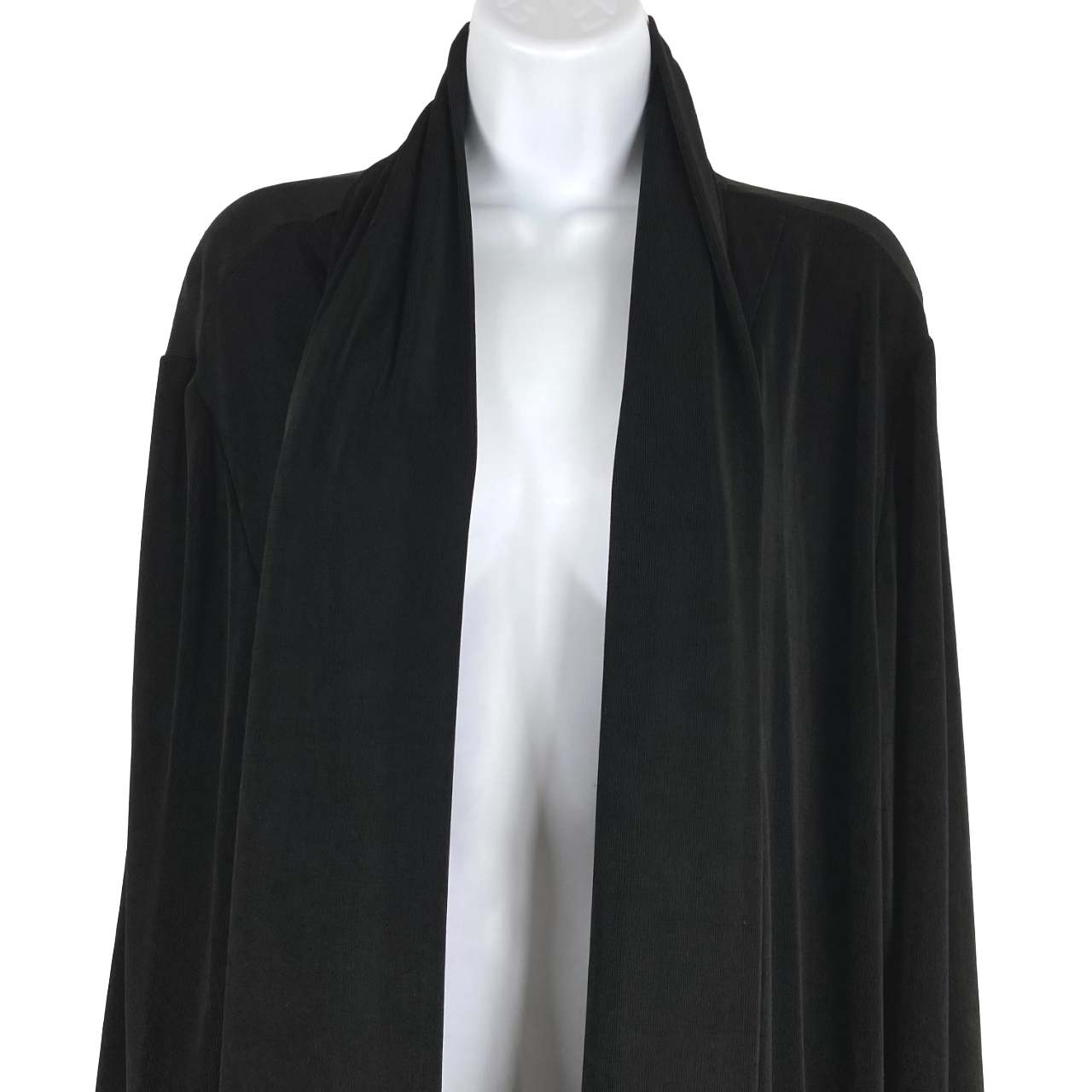 Chico's Open Cardigan Jacket Scarf Women's Size 3 Fringe Black Slinky CJ1187 eBay