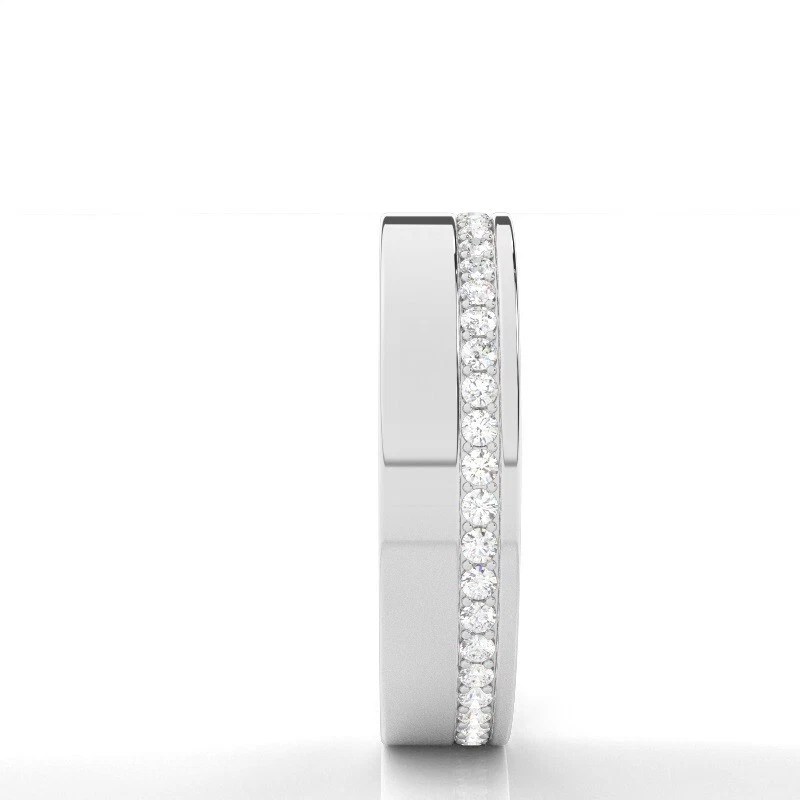 Anillo de boda redondo de plata 925 de 1,25 quilates de moissanita natural ajuste cómodo para hombre Foto 3 de 4