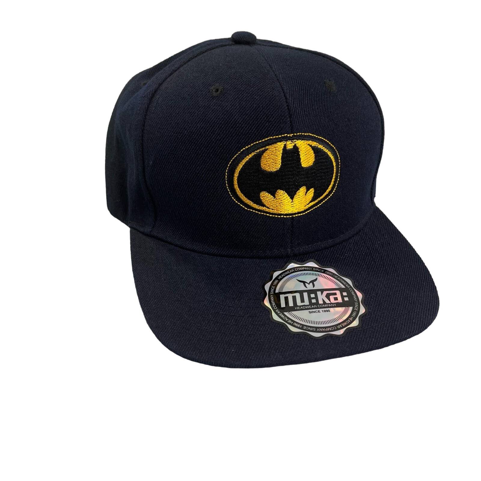 Muka Black Batman Logo Snap Back Flat Brim Hat