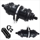 Black Aluminum Car Vehicle Inline Fuel Filter E85 Ethanol 100 Micron Inlet-6 AN