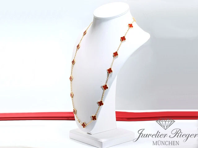 Van Cleef & Arpels Collier Vintage Alhambra Gelbgold 750 Karneol 2014 Gold - Bild 2 von 4